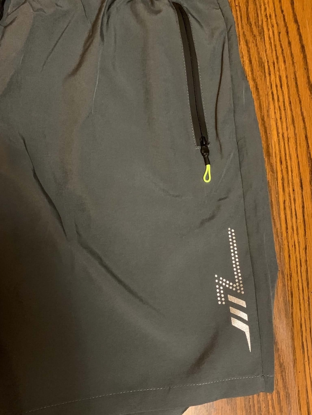 New Men's Gray Active Performance Shorts with Reflective Detail - Picture 4 of 6